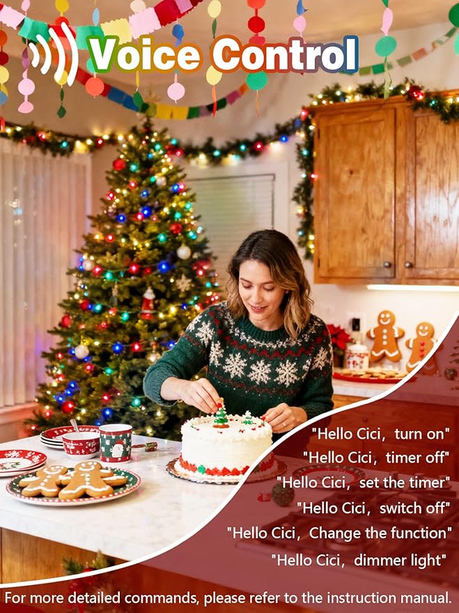 Voice Controlled Christmas Lights with Remote, 264 FT 800 LED String Lights Indoor Outdoor with 12 Modes 3 Timers, Dimmable Twinkle Light Plug in Waterproof for Xmas Tree Party Decor, Multicolor