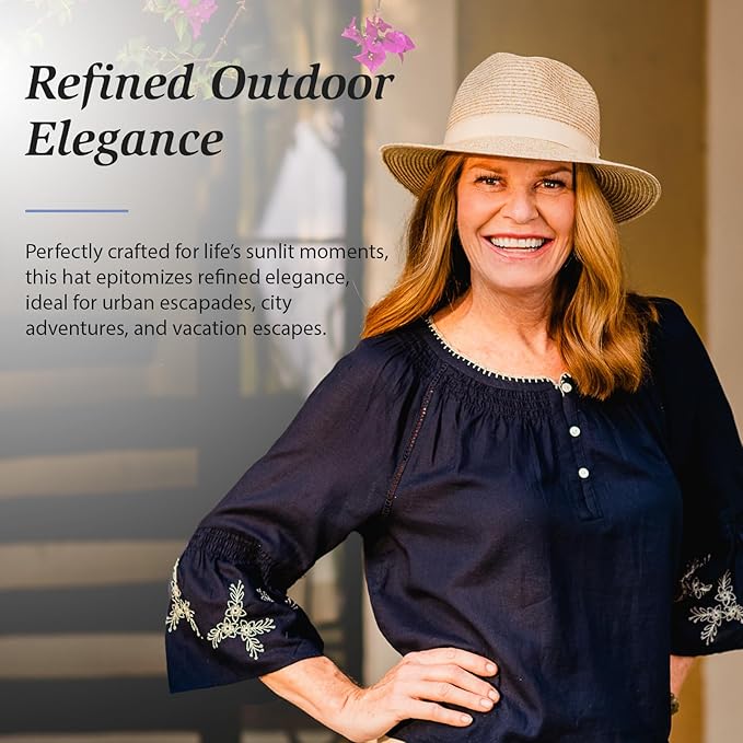 Wallaroo Hat Company Women’s Caroline Fedora Sun Hat – UV Sun Protection, Packable, Adjustable, Travel-Friendly, Medium Size