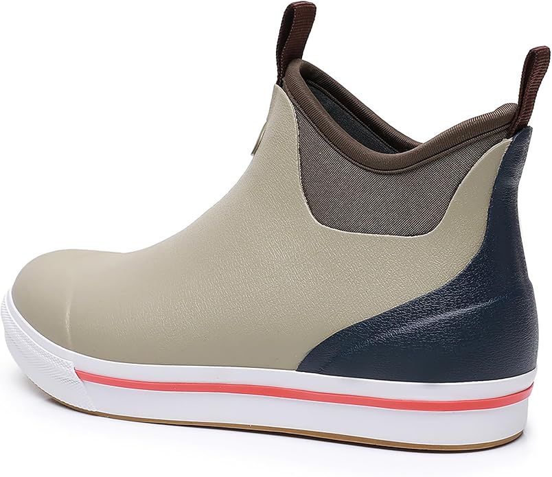 WTW Unisex Rain Boots for Men and Women Waterproof Rubber Fishing Deck Boots Neoprene Boots Slip on Ankle Garden Shoes