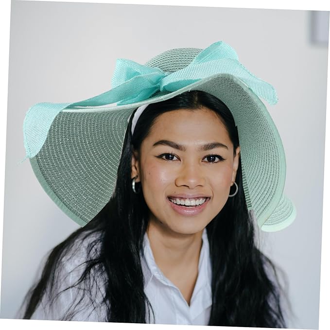 Wide Brim Straw Beach Hat for Women Foldable Summer Sun Hat with Bowknot Decor Brim UV Protection Comfortable Shade for Outdoor Travel and Garden Activities Multi