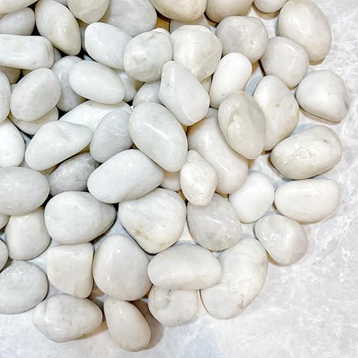 20lbs River Rocks, 1-2Inch Decorative Ornamental Natural Pebbles for Garden Couryard Landscaping Stones, Gravel Filler for Fish Tank,Vases,Home Decor,Aquariums,Animal Habitat, White