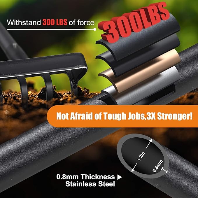 Hula Hoe Garden Tool - 2 in 1 Stirrup Action Hoe & Rake,Heavy Duty Weeding & Cultivating Tool,Adjustable Long Handle (36”-74”),Sharp Carbon Steel Blade for Effortless Gardening