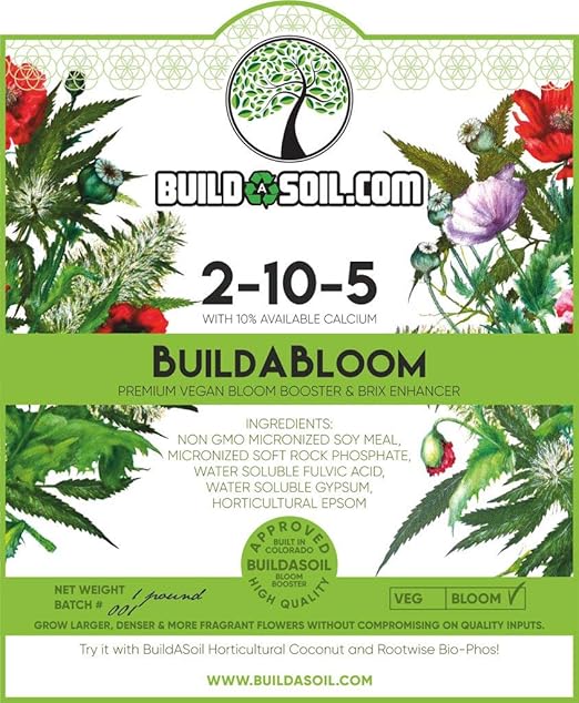 BuildASoil Vegan Bloom Booster & Flower Fertilizer – Organic Hydrangea & Rose Fertilizer Plant Food, Bloom Booster Fertilizer for Outdoor Gardens & Houseplants – Natural Soil Flower Food, 1 LB Bag