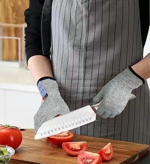 Cutting Gloves, 8 Pairs of Cut Resistant Gloves Food Grade, Cut Resistant Gloves for Kitchen, Oyster Shucking, Fish Fillet Processing, Carving Wood and Gardening(X-Large-Grey)