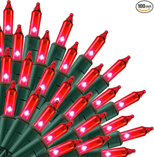 Uptotop Christmas 100 Count String Light, 20FT Plug in Waterproof String Light Decorations for Party Carnival Supplies, Outdoor Yard Garden Decor (RED)