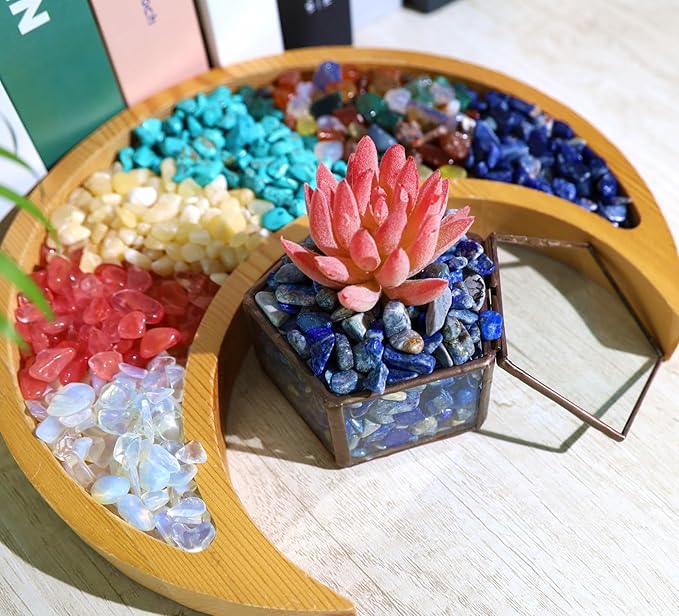 QINJIEJIE Lapis Lazuli Crystals Chips Natural Stone Gravel Bulk Crushed Rocks Pieces Polished Quartz Stone 0.55Lbs Decorative Fish Tank Pebbles Vase Filler Irregular Shaped Tumbled Gemstone for Home