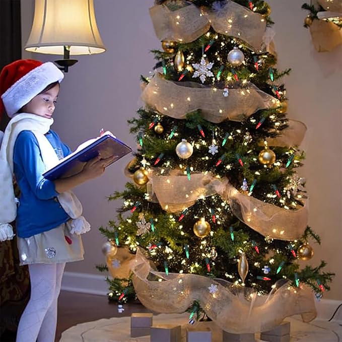 WATERGLIDE 2 Pack 50 LED Outdoor Christmas Lights, 16FT Battery Operated Mini String Lights with 8 Modes & Timer, Xmas Tree Lights Waterproof for Patio Garden Party Wedding Holiday Decor, Red & Green