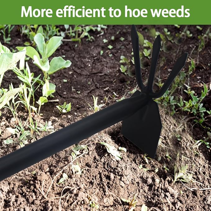 Garden Hoe and Cultivator, Long Heavy Duty Hand Hoe with Tiller, 2 Section Handle, Carbon Steel Blade, Cultivator Hoe Garden Tools for Loosening Soil, Digging
