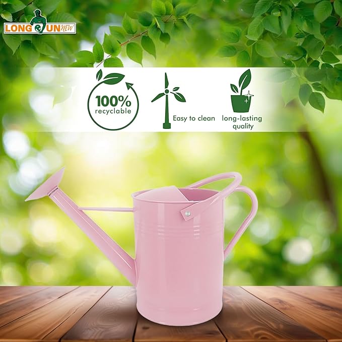 Galvanized Iron Watering Can for Indoor Plants, DIY Watering Cans for House Plant Garden Flower, Long Spout Water Can for Outdoor Watering Plants 7.57L 2 Gallon (Pink)