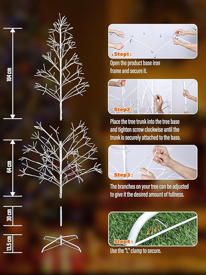 Joomer Christmas Tree Lights,7.6FT 336 LED Birch Tree with Lights Artificial Twig Light with Remote Control Timer Outdoor RGB Light for Christmas Decoration
