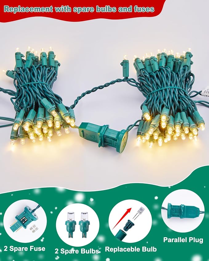 Brightown LED Christmas String Lights, 14 Feet 50LEDs Clear Mini Lights Plug in, Connectable Christmas Tree Lights for Indoor Outdoor Bedroom Wreath Garland Holiday Party Wedding Christmas Decoration