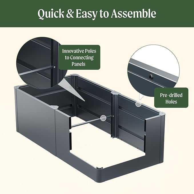 Vego garden 32" Extra Tall Raised Garden Bed, 27" x 83" Modern Raised Garden Beds Kit, Metal Planter Box for Vegetables Flowers Fruits, Umber Brown