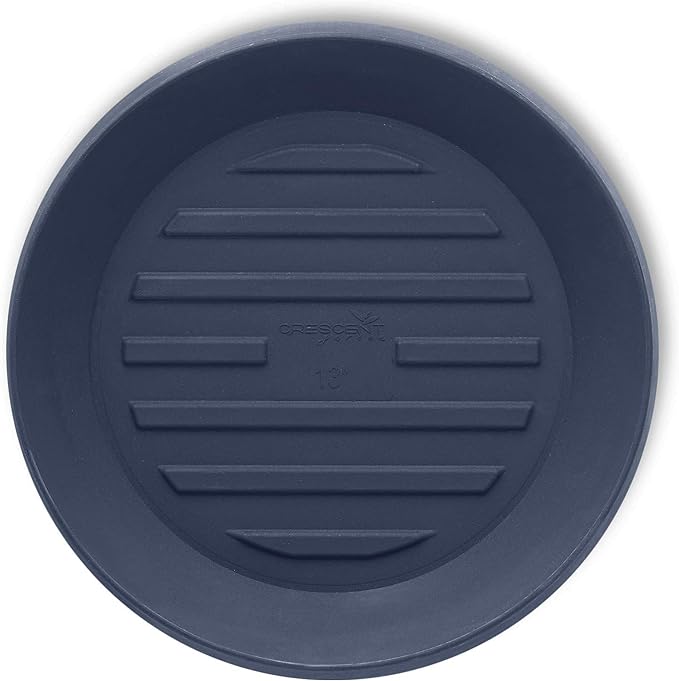 Crescent Garden Universal Round Planter Saucer, Durable Drainage Dish for Plant Pots, Heavy-Duty Plant Dishes Saucer, Indoor & Outdoor Plant Trays - Midnight Blue (15.5 inch Inner, 20 inch Outer)