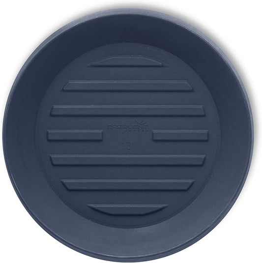 Crescent Garden Universal Round Planter Saucer, Durable Drainage Dish for Plant Pots, Heavy-Duty Plant Dishes Saucer, Indoor & Outdoor Plant Trays - Midnight Blue (18.5 inch Inner, 23.5inch Outer)