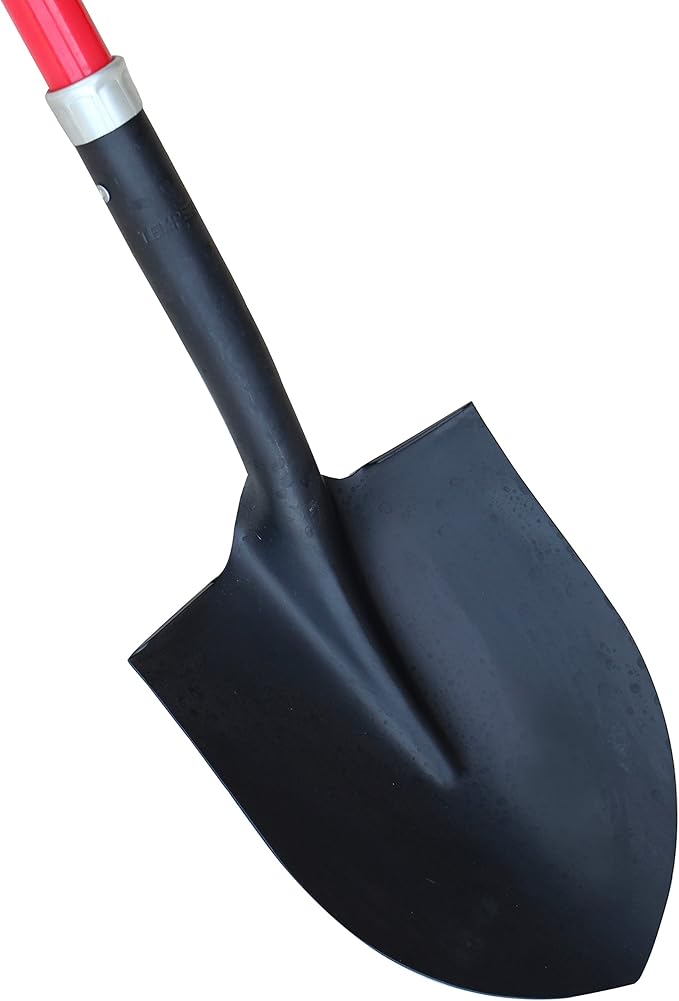 TABOR TOOLS Shovel with Rounded Blade and Comfortable D Grip 31 Inch Fiberglass Handle, Digging Spade. J201A. (D Handle, Round Blade)
