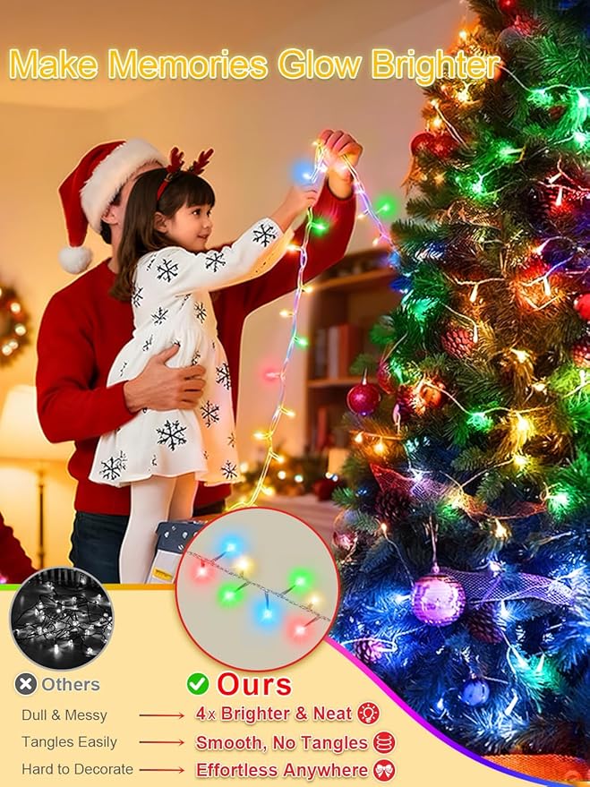 Christmas Lights with 1000 LEDs, 328FT Extra Long Plug in Fairy String Lights for Outdoor Tree and Indoor Décor, 8 Modes & Timer, IP65 Waterproof Lights for Yard Garden Decor (Multi-Color)