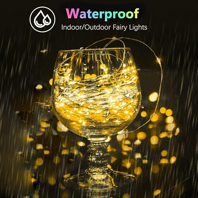 6 Pack Christmas Fairy Twinkle Lights Battery Operated, 3 Pack Cool Whie & 3 Pack Warm White Each 20FT 60 LED Waterproof Outdoor String Light, Fairy Light with Timer for Christmas Decorations