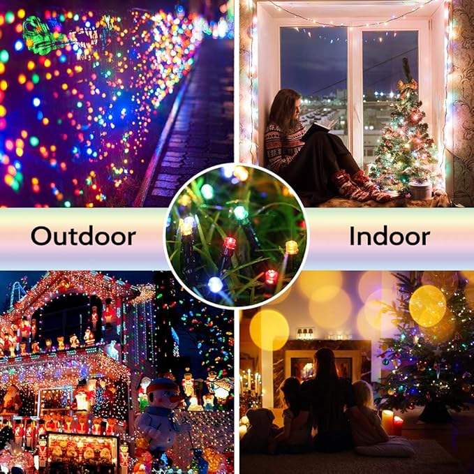 LYHOPE Christmas Lights, 200 LED 72ft 8 Modes Battery Operated Waterproof Fairy Christmas String Lights for Outdoor & Indoor, Patio, Lawn, Landscape, Garden, Xmas Tree, Holiday Decor (Multi-Color)