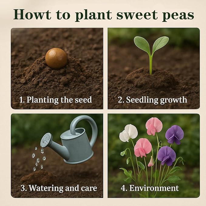 600+ Count Sweet Pea Seeds – Fragrant Flower Seeds, Easy to Grow with High Germination, Colorful Flowering Vines for Trellis, Garden Beds, Balcony, and Patio Planter