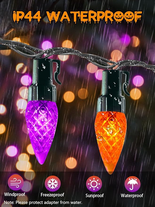 240 LED 78FT C6 Halloween String Lights, Super Long Halloween Lights Outdoor Indoor with 13 Modes & Timer, Waterproof Fairy Twinkle Light Plug in for Tree Horror Party Decorations (Orange and Purple)