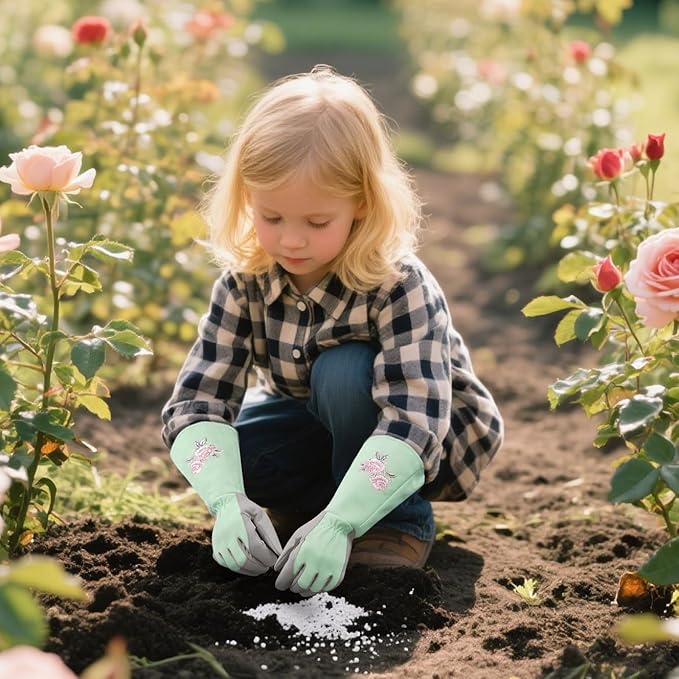 Rose Pruning Gloves Thorn Resistant, Embroidery Gardening Gloves with Extra Long Forearm Protection