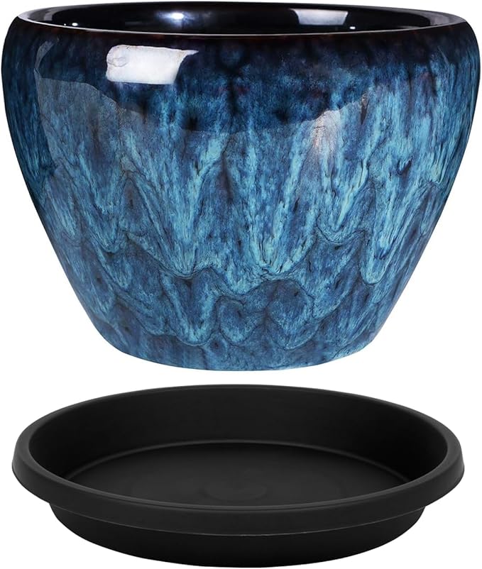 4 Pack Plant Saucer 14 Inch, Heavy Sturdy Plastic Plant Trays for Pots, Plant Water Catcher Tray for Plants, Flower Pot Saucers, Plant Saucers for Indoors Outdoor