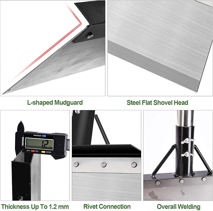 Multifunctional Garden Cleaning Shovel, Heavy Duty Steel Flat Shovel with 59" Adjustable Handle, Floor Scraper, Outdoor Spade Tool for Weeding, Lawn Edging, Digging, Ice Removal