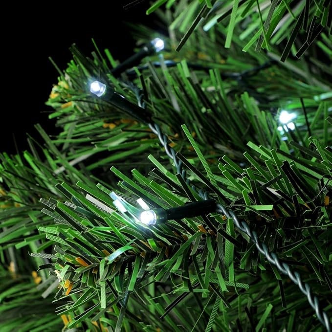 kemooie 300 LED Outdoor Christmas Lights, 99FT 8 Lighting Modes Plug in Green Wire Fairy Lights for Indoor Outdoor Christmas Tree Lights Wedding Party Decoration (White)