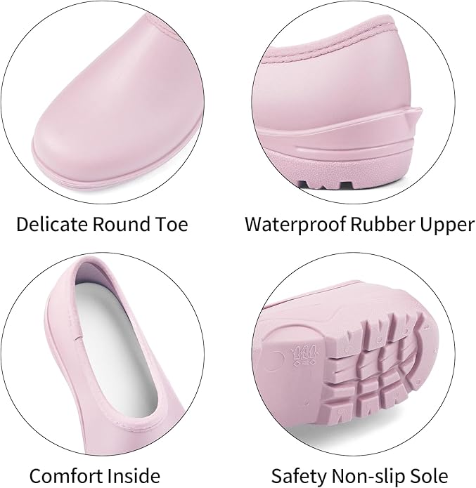 DKSUKO Waterproof Garden Shoe for Women Outdoor Slip-On Rain Boots Short Ankle Work Shoes and Garden Clogs with Comfort Insole