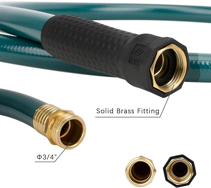 Worth Leader Short Garden Hose 3/4 in. x 5 ft. -Heavy Duty,Durable,Lightweight,Male to Female Fittings -No Kink Leakproof PVC Flexible Water Pipe -Brass Aluminum Ends for Household & Commercial -Green