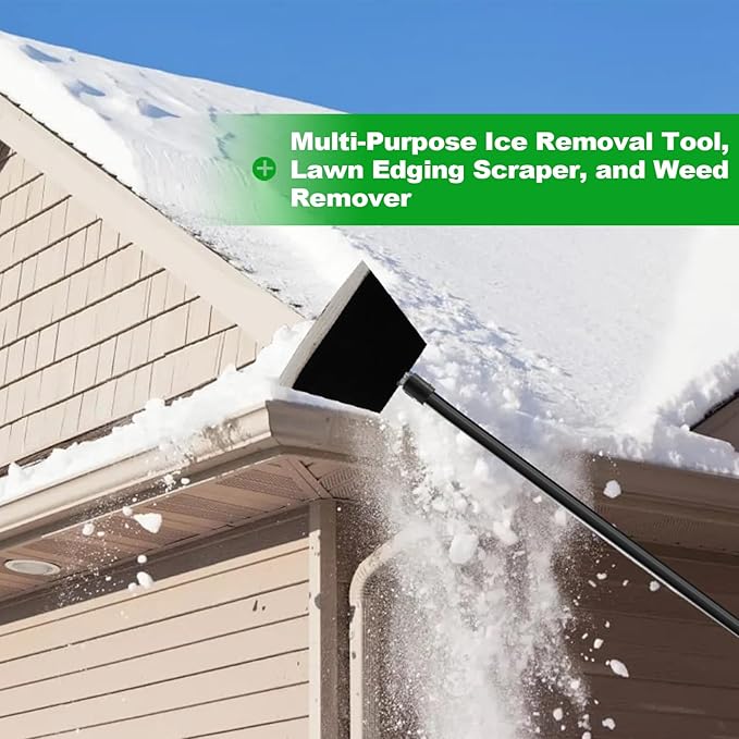Floor Scraper, Garden Scraper Shovel, Cleaning Remove Tool With 88in Long Handle,Sturdy Tile Scraper for Ice, Tiles, Ceiling, Concrete, Tape, Glue - Heavy Duty Sharp Blade (4mm Thickness)