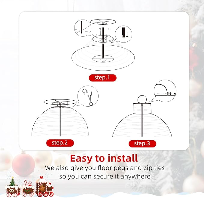 HOYECHI 4-Piece Oversized Christmas Ornament Set – Lighted Holiday Balls with 400 LEDs, 8 Lighting Modes, Waterproof Outdoor Yard Decorations - Red/Green/White/Yellow