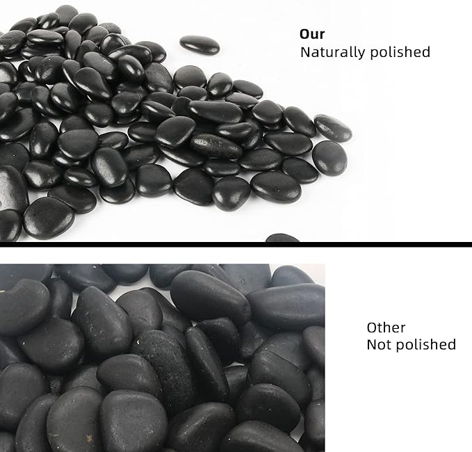 Black Pebbles for Plants 1.8lb Bulk Bag Aquarium Gravel 0.8"- 1.2" Decorative Polished Fish Tank Stone