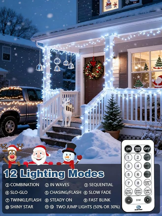Voice Controlled Christmas Lights with Remote, 99 FT 300 LED String Lights Indoor Outdoor with 12 Modes 3 Timers, Dimmable Twinkle Light Plug in Waterproof for Xmas Tree Party Decorations, Cool White