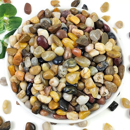 5LB Succulent and Cactus Gravel Pebbles, 3/8 Inch Decorative Polished Stones, River Rocks for Plants, Vases, Aquariums, Terrarium and Outdoor Gardening, Natural