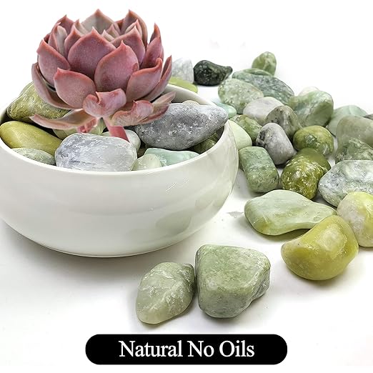 20LB Succulent Jade Pebbles for Landscaping, 1.2-2 Inch Natural Decorative Polished Stones, River Rocks for Landscaping, Vase, Flowerpot Decoration, Indoor Decoration and Garden Decoration