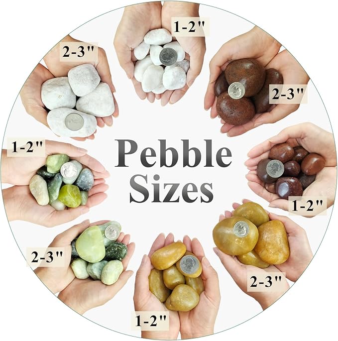 5 lbs Yellow River Rocks, 1-2 Inch Polished Pebbles for Indoor Plants, Decorative Rocks Stones for Landscaping, Vases, Aquariums, Fountains, Pathways, Backyard and Garden