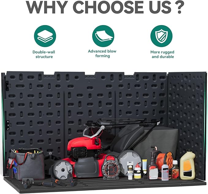 YITAHOME 200 Gallon Double-Wall Deck Box with Divider & Side Handles, Outdoor Large Storage for Patio Furniture Cushions, Garden Pool Accessories, Water Resistant & Lockable(Black)