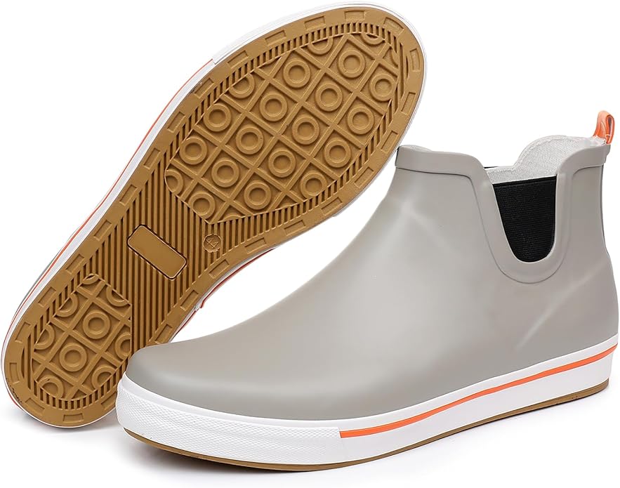 WTW Womens Rain Boots Deck Boots for Men - Lightweight Waterproof Rubber Fishing Rain Shoes with High Traction for Gardening Camping