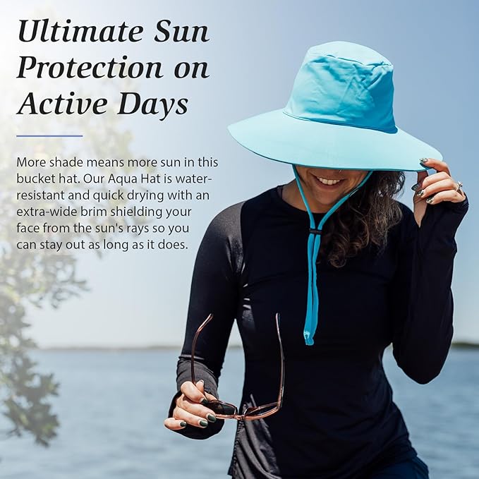 Wallaroo Hat Company – Women’s Aqua Hat – UPF 50+ Sun Protection, Packable Design Featuring Chin Strap for Medium Crown Sizes