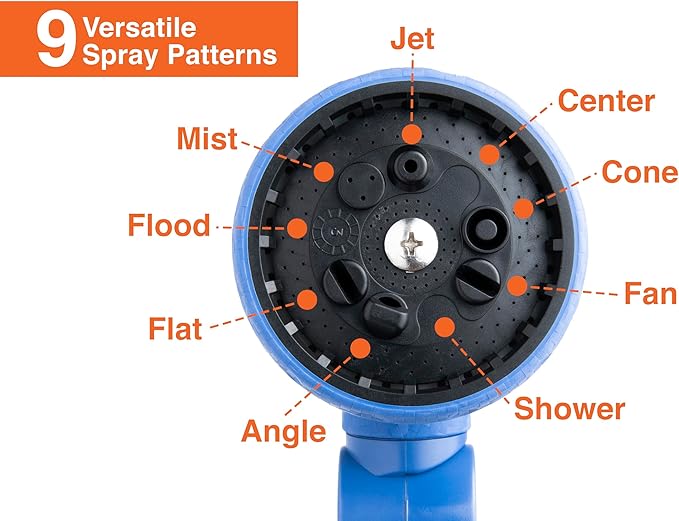 3-Pack Corvid 16" Turret Head 9-Pattern Front Trigger Garden Wand with Carbon Fiber Texture – Versatile Spray Nozzle for Precise Watering, Cleaning, and Easy Control with Ergonomic Grip