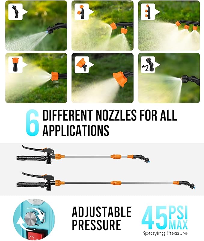 Battery Powered Backpack Sprayer 3.2 Gallon - 2x2500mAh Battery Garden Sprayer with 7 Nozzles & Telescopic Wand, Electric Backpack Weed Sprayer for Yard, Lawn and Garden