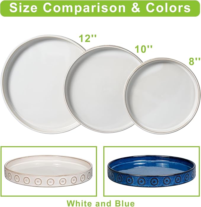 Plant Saucer for Indoors - Ceramic Plant Saucer for Outdoors 11.4 Inch Plant Water Catcher Tray Plant Pot Saucer Plant Drip Tray Drainage Large Plant Plates to Catch Water White