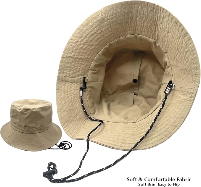 woogwin Waterproof Bucket Rain Hat with Chin Strap Quick Dry Packable Boonie Sun Hat Safari Hat UV Protection