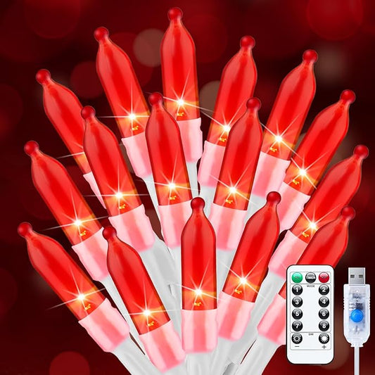 Minetom Valentines Decor Red Lights, 39 Feet 100 LED Mini Valentines String Lights USB Operated, Waterproof Tree Lights Indoor for Home Bedroom Holiday Decorations