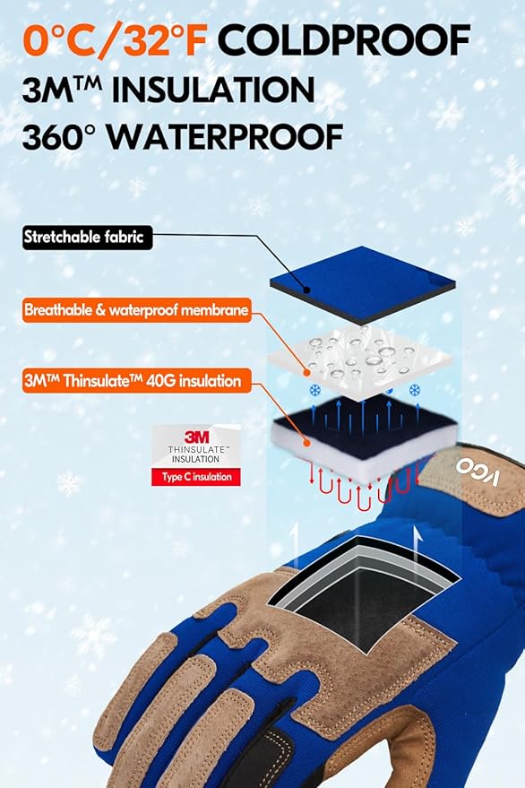 Vgo... 1-Pair Gardening Gloves Men, Safety Work Gloves, Puncture-proof, Thornproof, Touchscreen (SL7475)