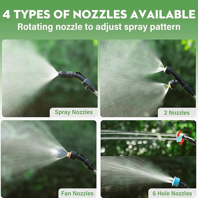 Battery Powered Sprayer 2 Gallon,Rechargeable Pump Sprayer with Adjustable Shoulder Strap,4 Mist Nozzles,Retractable Wand,Portable Water Electric Garden Sprayer for Yard Lawn Garden Watering Cleaning