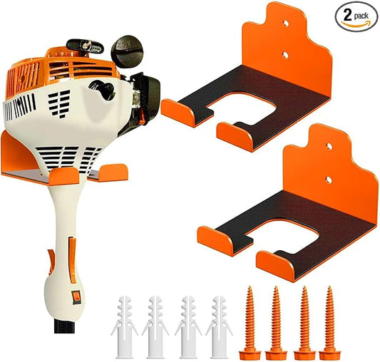 Garage Organizer Trimmer Rack, Garden Power Tool Hanger Weed Whackers Holder Wall Mounted for Grass Trimmer, Hedge Trimmer, Garage Trimmer, Garden Tools,2 Pack(Orange)