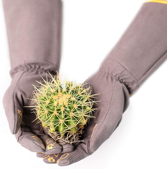 COOLJOB Thorn Proof Rose Pruning Garden Gloves for Women, Long Sleeve Padded Yard Work for Bush, Blackberry, Cactus, Heavy Duty/Puncture Resistant/Machine Washable, Large, Yellow