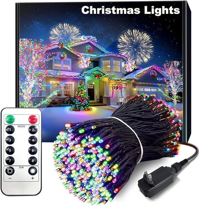 Super Long 344FT Outdoor String Lights, Multicolor Fairy Light, Christmas Lights 1000 LED Waterproof 8 Modes for Patio Bedroom Holiday Party Christmas Tree Wedding Garden